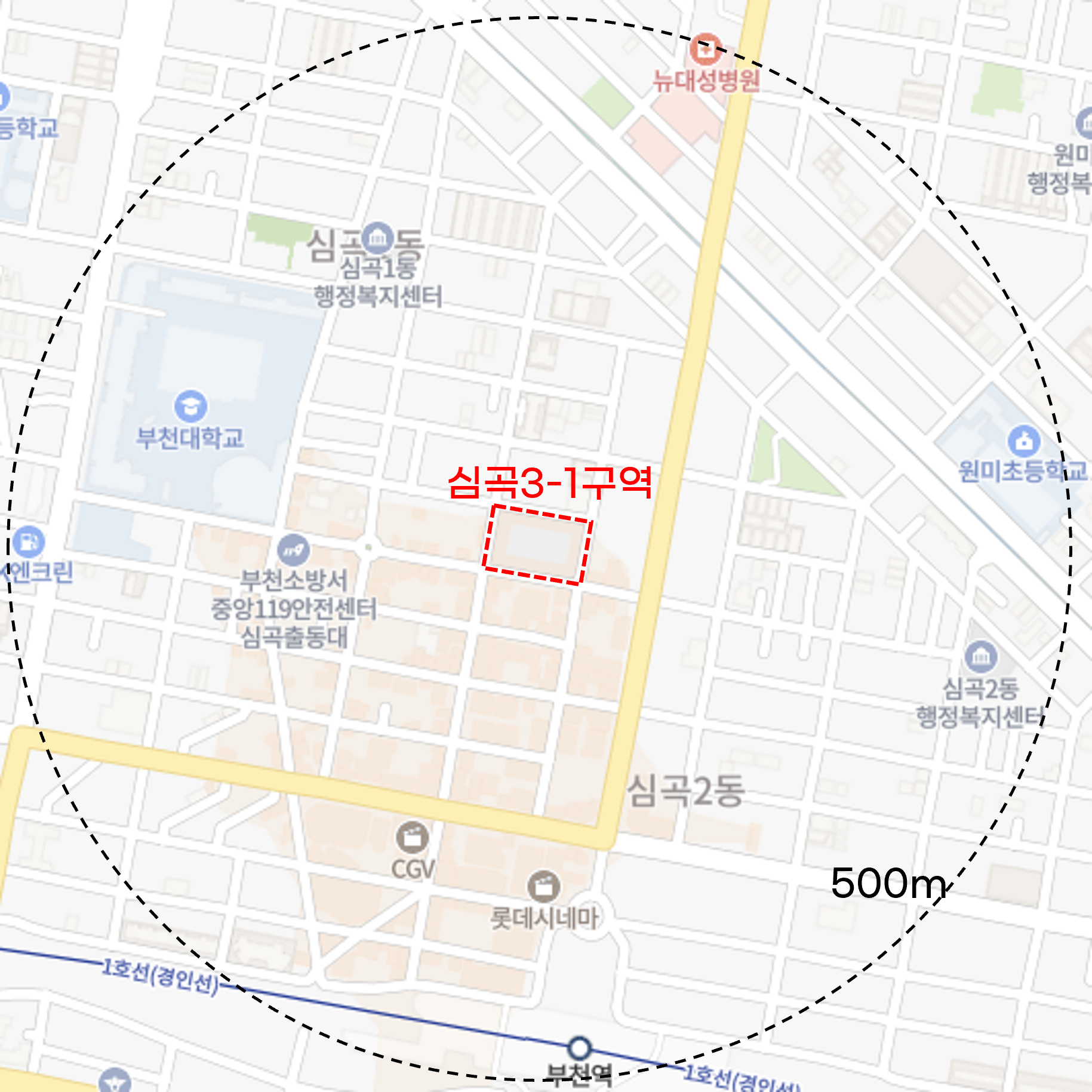 심곡3-1구역 공공재개발 사업 위치도