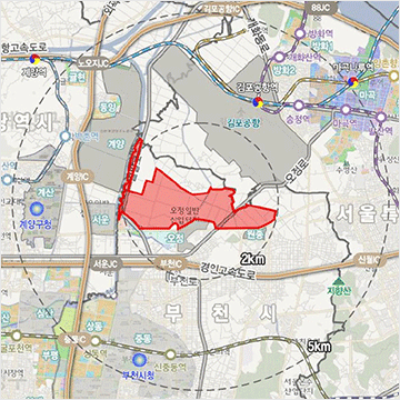 대장 공공주택지구 조성사업 지구 지도